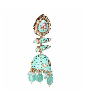Turquoise kundan dangler earrings 4