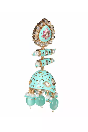 Turquoise kundan dangler earrings
