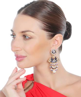 Blue kundan dangler earrings 2