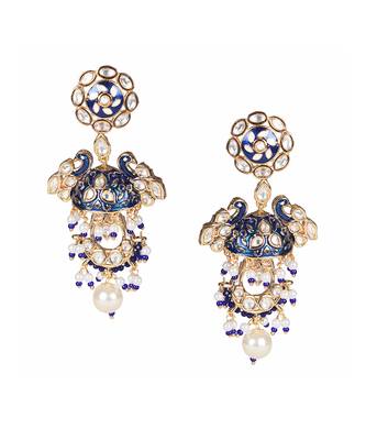 Blue kundan dangler earrings 3