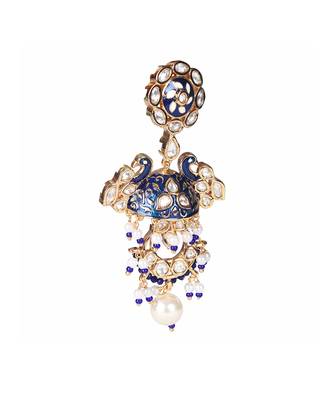Blue kundan dangler earrings 4