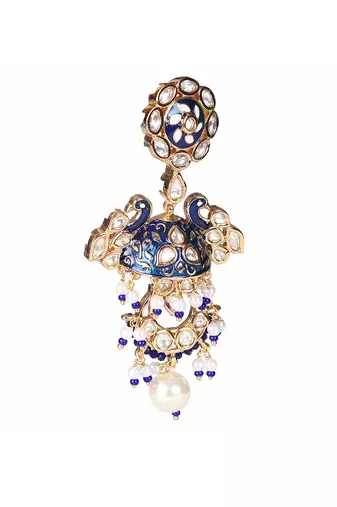 Blue kundan dangler earrings