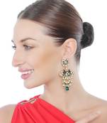 Green & blue kundan dangler earrings