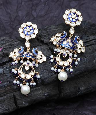 Blue kundan dangler earrings 5