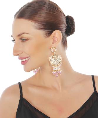 White kundan dangler earrings 1