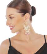 White kundan dangler earrings