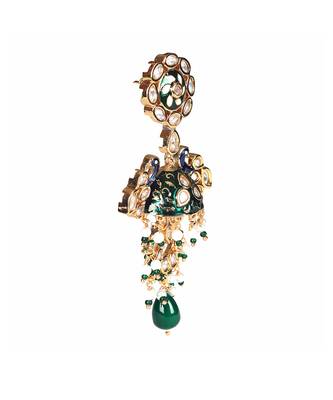 Green & blue kundan dangler earrings 4