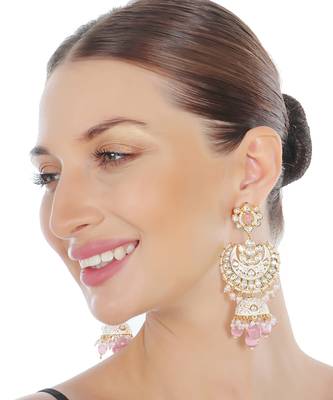 White kundan dangler earrings 2