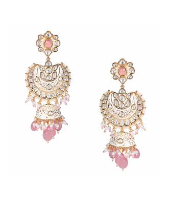 White kundan dangler earrings 3