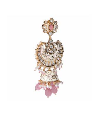 White kundan dangler earrings 4