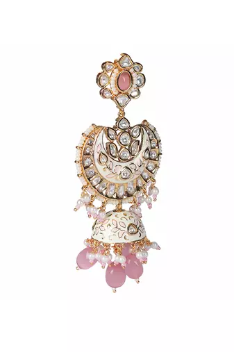 White kundan dangler earrings