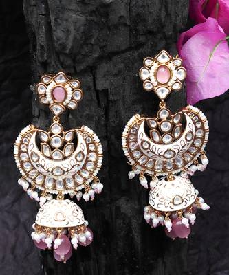 White kundan dangler earrings 5