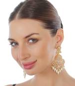 White kundan and polki dangler earrings