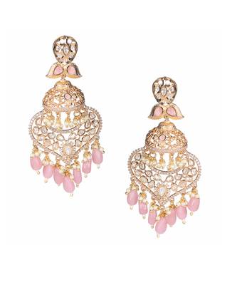 Pink kundan dangler earrings 3