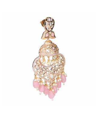 Pink kundan dangler earrings 4