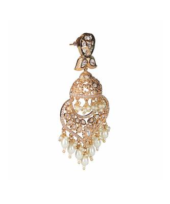 White kundan and polki dangler earrings 3