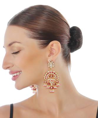 Red kundan chaandbaali earrings 2