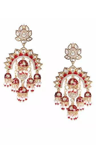 Red kundan chaandbaali earrings