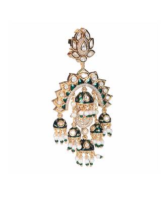 Green kundan chaandbaali earrings 3