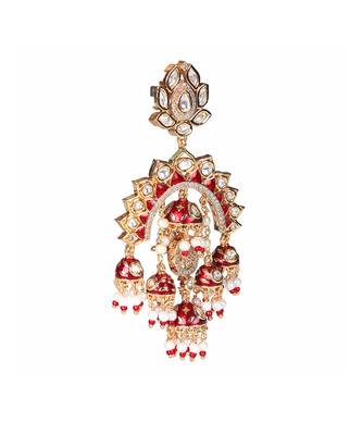 Red kundan chaandbaali earrings 4