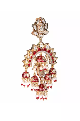 Red kundan chaandbaali earrings