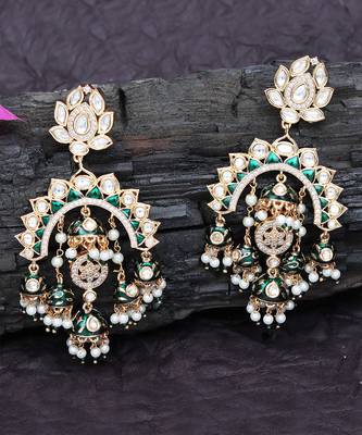 Green kundan chaandbaali earrings 4