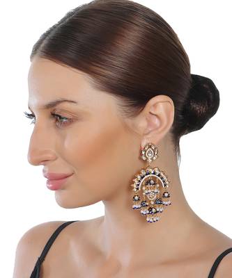 Blue kundan chaandbaali earrings 1