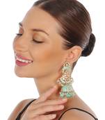 Mint meenakari kundan dangler earrings