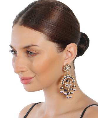 Blue kundan chaandbaali earrings 2