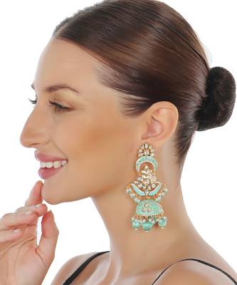Mint meenakari kundan dangler earrings 2