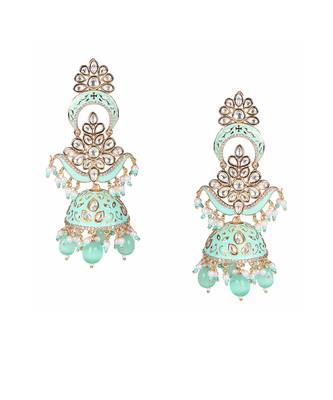Mint meenakari kundan dangler earrings 3