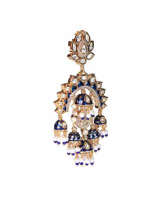Blue kundan chaandbaali earrings 4