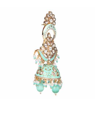 Mint meenakari kundan dangler earrings 4