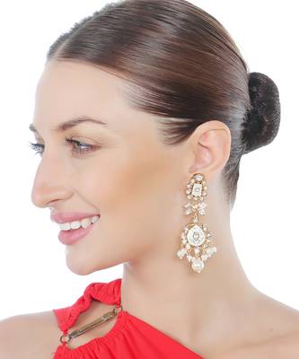 White meenakari kundan dangler earrings 1