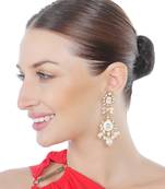 White meenakari kundan dangler earrings