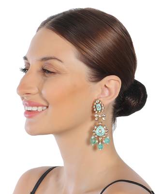 Turquoise meenakari kundan dangler earrings 1