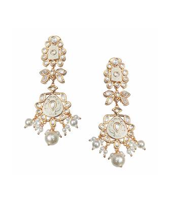 White meenakari kundan dangler earrings 3