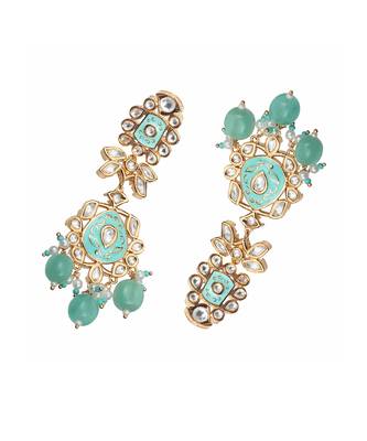 Turquoise meenakari kundan dangler earrings 4