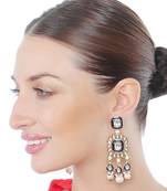 Dark blue kundan dangler earrings