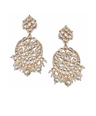 White kundan chaandbaali earrings 3