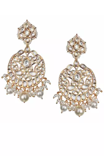 White kundan chaandbaali earrings