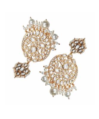 White kundan chaandbaali earrings 4