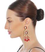 Red kundan dangler earrings