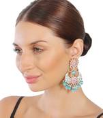 Turquoise kundan chaandbaali earrings