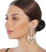 Pink & white kundan chaandbaali earrings