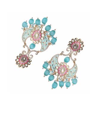 Turquoise kundan chaandbaali earrings 4