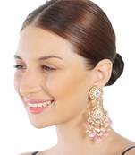 Pink & white kundan dangler earrings