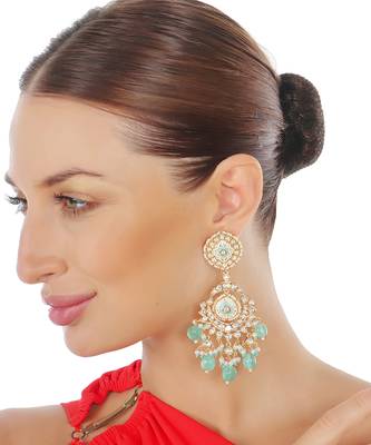 Mint kundan dangler earrings 2