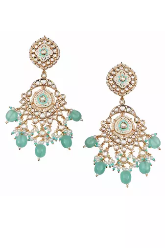 Mint kundan dangler earrings