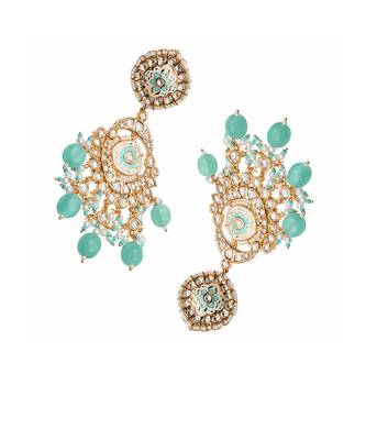 Mint kundan dangler earrings 4